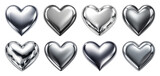 PNG Shiny metallic heart shapes on transparent background