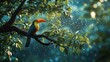 © Zeva - Toucan in rainforest during rain. Beautiful wildlife