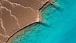 © Background - Aerial view of cracked dry earth meeting vibrant turquoise water, showcasing the contrast between arid land and a clear lake, natural landscape photography