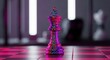 © Nazal - A vibrant, colorful king chess piece stands on a reflective chessboard with futuristic lighting.