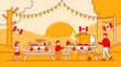 © AI PIC - Canadian family enjoying outdoor barbecue in festive park setting