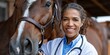 © NovaVision - Veterinarian with horse portrait showcasing animal wellness