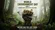 © Azad - World environment day plastic free nature poster with environment, pollution