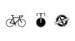 © Mansi - Minimalist black and white bicycle component icons set.
