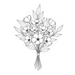 © Selasang - Hand-drawn flower bouquet line art illustration for coloring page