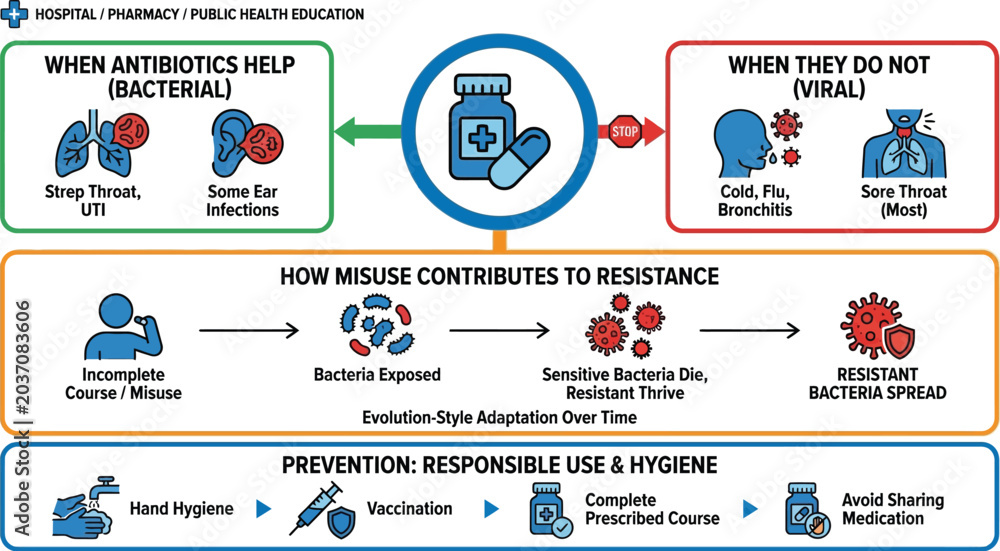 Vector de Stock Antibiotic resistance infographic explains the ...