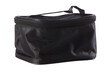 © ASDF - Black toiletry bag rests on clean white surface