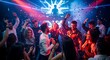© Sujud - Energetic Nightclub Scene with Dancing People and Colorful Lights.