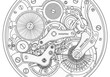 © Fam - Intricate mechanical gears and watch movement line art.