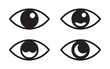 © Labib - Group of stylized human eye vector icons with diverse pupil shapes for medical and optical design themes.