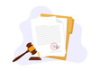 © vector next - legal document with official stamp and judge gavel on folder