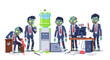 © MFelicity - Zombie cartoon office workers in a corporate apocalypse