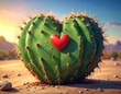 © eko - Heart shaped cactus with red heart.