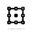 © Yan - 3d icon black square grid transformation, graphic design, digital art, isolated view, modern concept