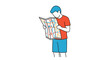 © fiyan - Man Holding Map Looking for Direction, Navigation Concept, Travel Planning, White Background