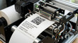 © MD AL AMIN - label printer printing shipping label with qr code and address close up