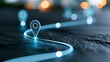 © Nataliya - Close-up of a digital business roadmap concept with a glowing path and strategic milestones, digital roadmap concept, glowing milestone photography, business strategy