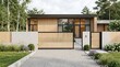 © Intan - Contemporary architectural design showcasing a luxurious suburban home with a striking wooden exterior, large windows, and an inviting landscaped entrance