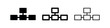 © liubomir118809 - Hierarchy or network diagram icon set, three variations: solid black, outlined, and filled outline
