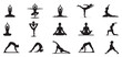 © MDRAKIBUL - Seated meditation and lotus yoga pose silhouettes set. vector illustration eps 10