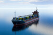 © Rendara Studio - 3D maritime freight vessel carrying container over ocean