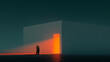 © Lustre Art Group  - People entering glowing doorway of modern property development at night. Concept of real estate opportunity, property purchase, new home, residential investment and architectural marketing.