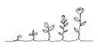 © D-Stocker2026 - Simple line art showing the growth stages of a plant from a small seed to a blooming flower in a continuous sketch style for nature and garden concepts Vector, illustration