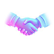 © Kabir - Two stylized hands shaking in a friendly handshake gesture with a vibrant neon gradient effect isolated on transparent background