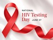 © Hriday - National hiv testing day june 27 awareness concept with a realistic red ribbon isolated on white background
