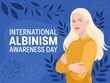 © Hriday - International albinism awareness day illustration with a young woman with blonde hair and fair skin