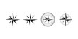 © MSTPOPY - Compass star badge icons set with tactical crosshair points, circular etching, and minimalist line style for navigation