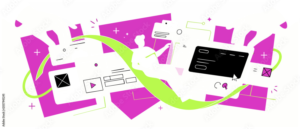UI UX design vector illustration of mobile app prototyping and web ...