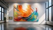 © Janet - a modern and abstract painting hanging on the white wall of the art exhibition hall generative ai