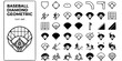 © T-Shop - Baseball Diamond Geometric Black White-Base Path Infield Outfield Grid-Field Layout Vector-Diamond Icon Geometric-Baseball Design Set