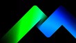 © kim jji - Glowing 3d ribbon forming an upward trending zigzag chart in green and blue gradients on black for business growth concept.