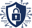 © Randomic Dgitals - Digital security shield and padlock icon illustrating robust cyber protection, data privacy, and secure network infrastructure for online safety and information integrity