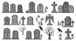 © Yo - Halloween graveyard tombstones and spooky decorations.