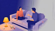 © kam_gaw4i - Two former lovers sit together at night, recalling past affection and setting boundaries as conversation replaces romance in a quiet room filled with fading memories after hours...