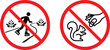© sorariku - Outdoor recreational rules set: No roller blades and no feeding a squirrel. A dual prohibition sign vector, isolated on white background for clarity.