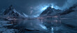 © 逵翔 張 - ultra realistic photography of a remote alpine ice lake surrounded by towering mountains during a thunderstorm, lightning reflecting on frozen water, cinematic dramatic atmosphere, hyper detailed text