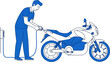 © rifan - Man charging an electric motorcycle at a charging station, highlighting sustainable transportation and eco-friendly energy solutions