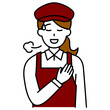 © pawz - 胸に手を当ててホッとするカフェの女性店員
