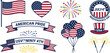 © MdSirazul - Patriotic 4th of July Independence Day Vector Element Set with American Flag Heart Fireworks Ribbon Banner Balloon and Uncle Sam Top Hat Icons
