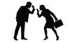 © Sher - Black silhouette vector illustration of a professional businessman and businesswoman arguing intensely in the office