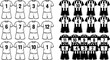 © Mdsumon - Soccer Kit Vector Template Collection Featuring Numbered Solid and Vertical Striped Football Jerseys and Shorts for Sports Team Branding Designs