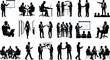 © Liton - Business People Silhouette Collection Featuring Meetings Presentations Teamwork Negotiation Office Communication and Corporate Collaboration Vector Set