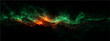 © Ateş - Vibrant cosmic nebula, glowing ethereal interstellar cloud, swirl of stellar gas, dust, charged particles, vibrant hues emerald, fiery orange, celestial wonder.