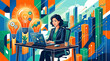 © junwen - A woman sitting at her desk