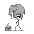 © Van - Man carrying elephant on his head.