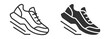 © TanyaK - Running shoe icon collection, fitness footwear and sport symbols on transparent background